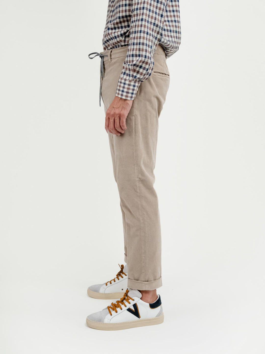 PANTALONE CON COULISSE IN VELLUTO BEIGE P018 166 ANDREA MORANDO 