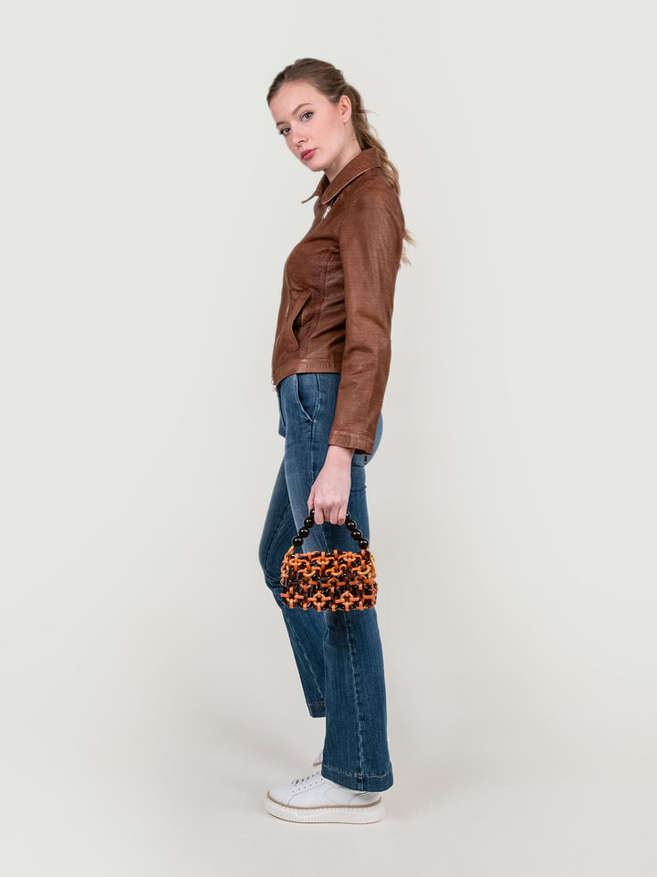 BORSA A BAULETTO IN RESINA MULTICOLOR MARRONE "BUBBLE" BUBBLE TERRA BIMOR 