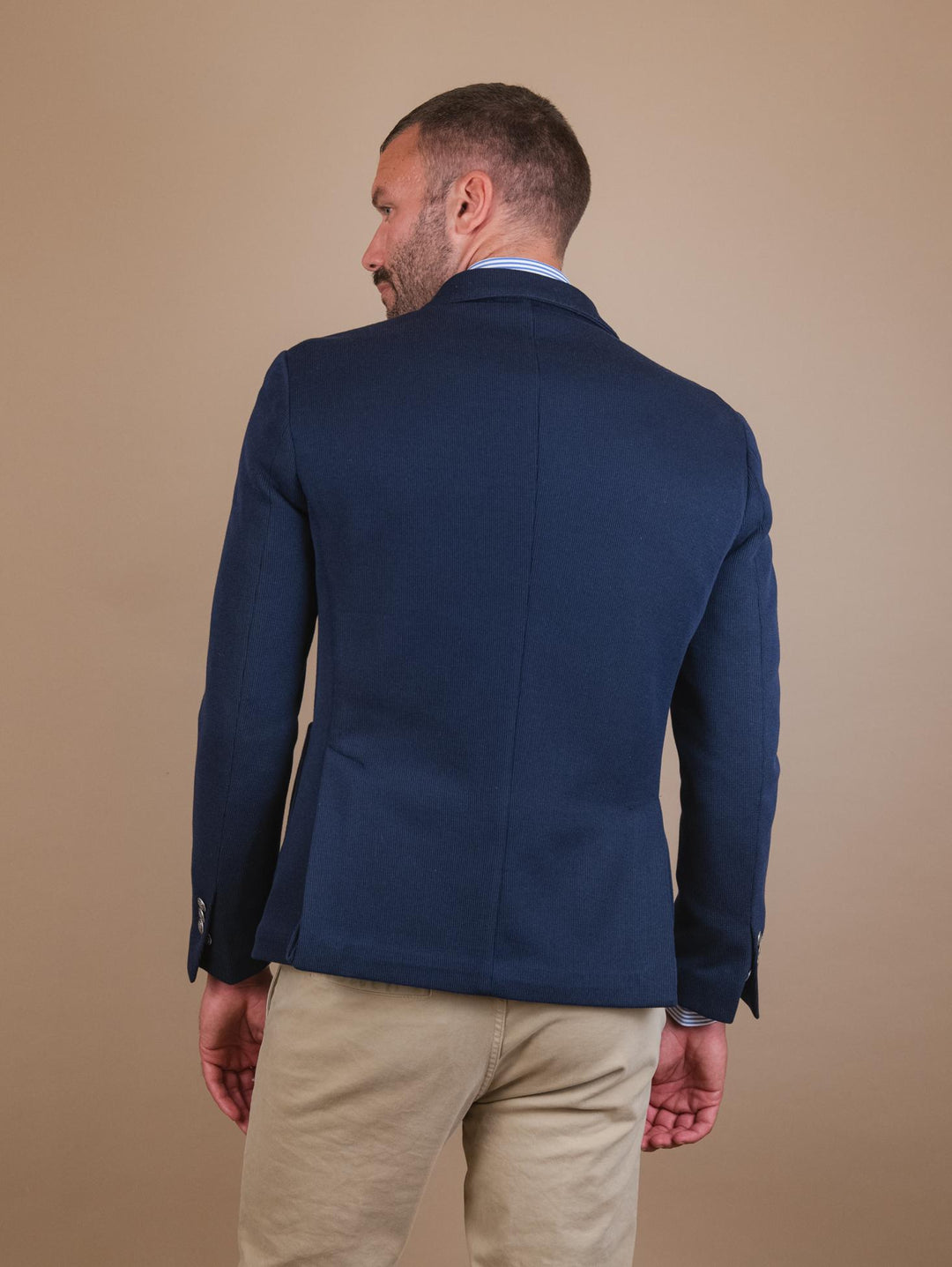 BLAZER DOPPIOPETTO IN MISTO COTONE BLI CR555 BLU ANDREA MORANDO 