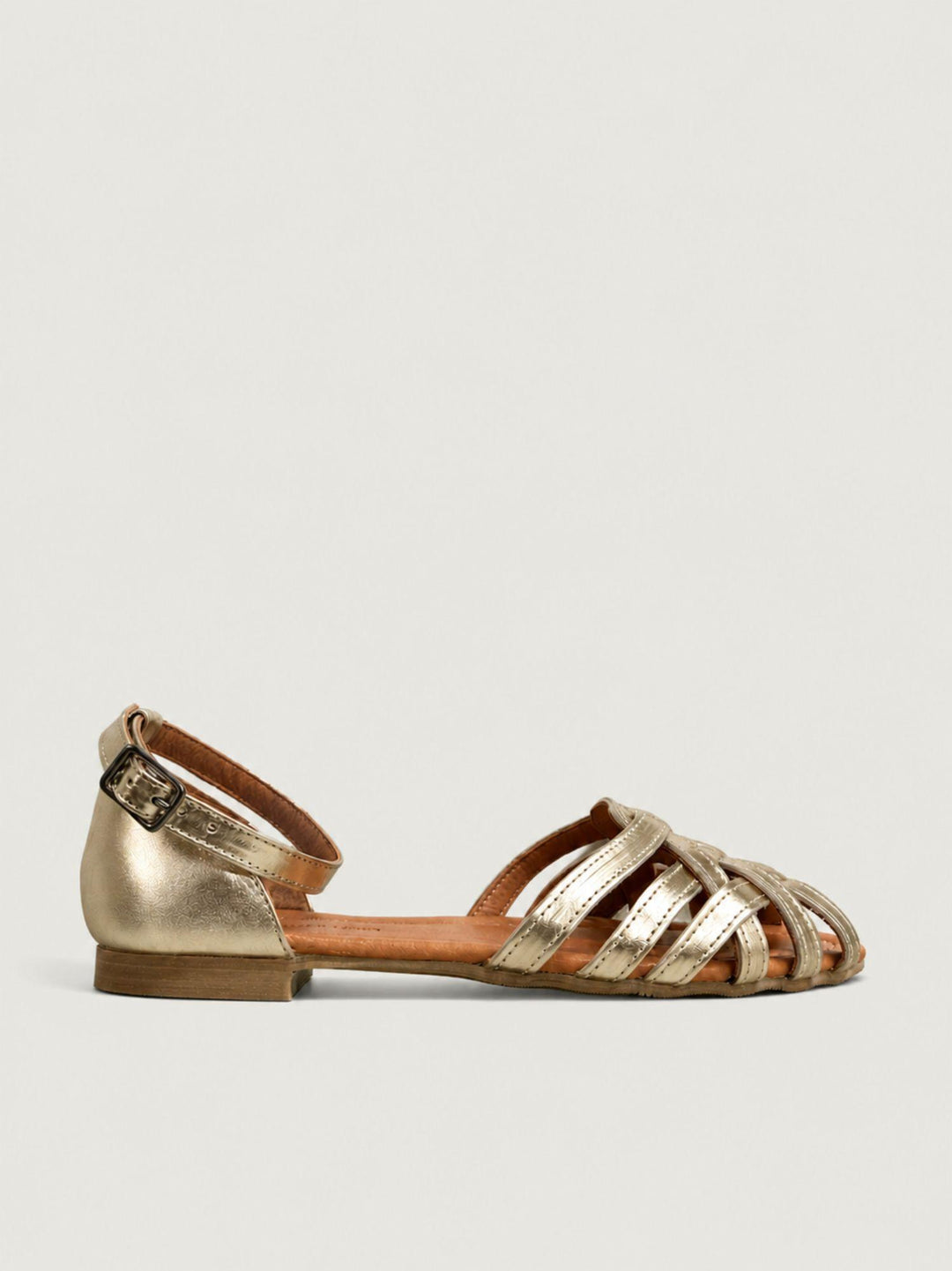 Sandalo basso intrecciato in pelle oro 240276 GOLD ANDREA MORANDO 