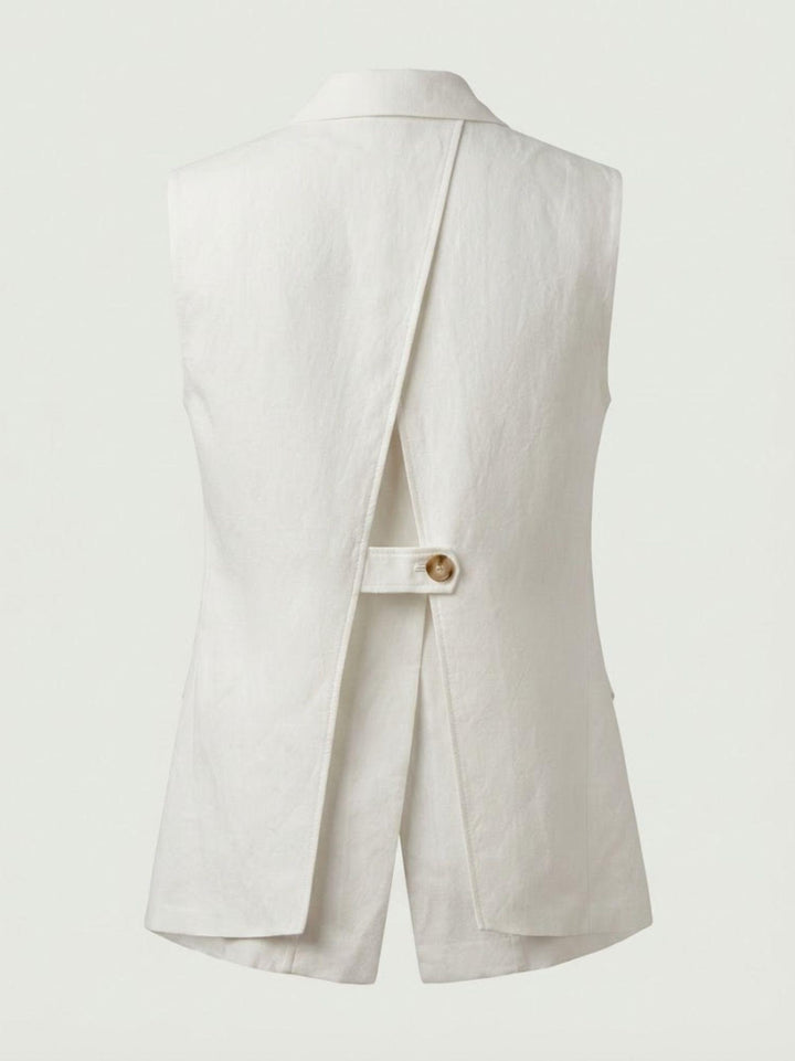 Gilet lungo in lino bianco 4497 BIANCO ANDREA MORANDO 