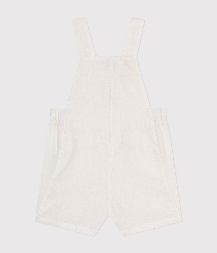 SALOPETTE  BIANCA CORTA BEBÈ IN LINO A0A5S 01 PETIT BATEAU 