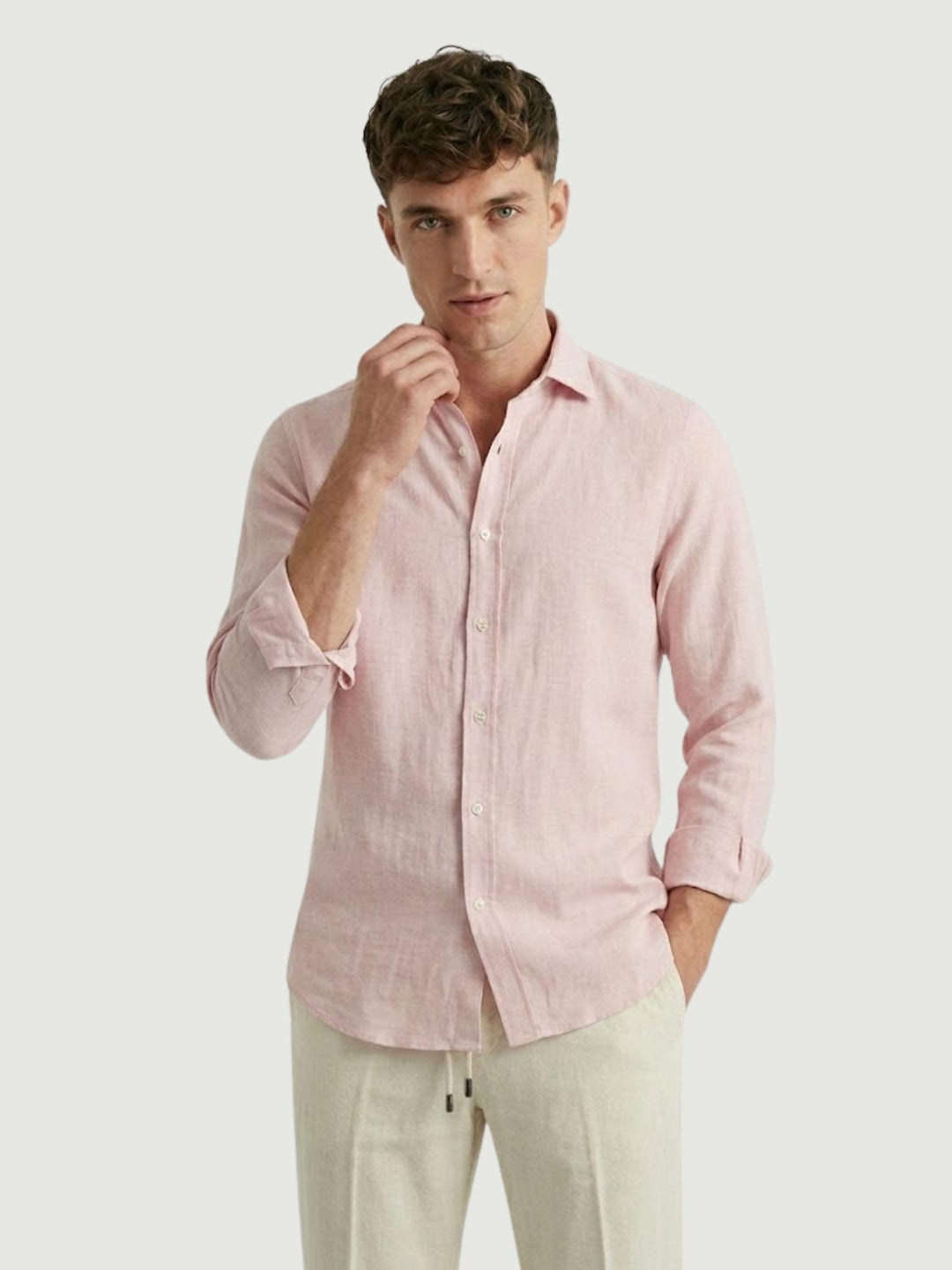 camicia in lino rosa chiaro 30 05 ANDREA MORANDO 