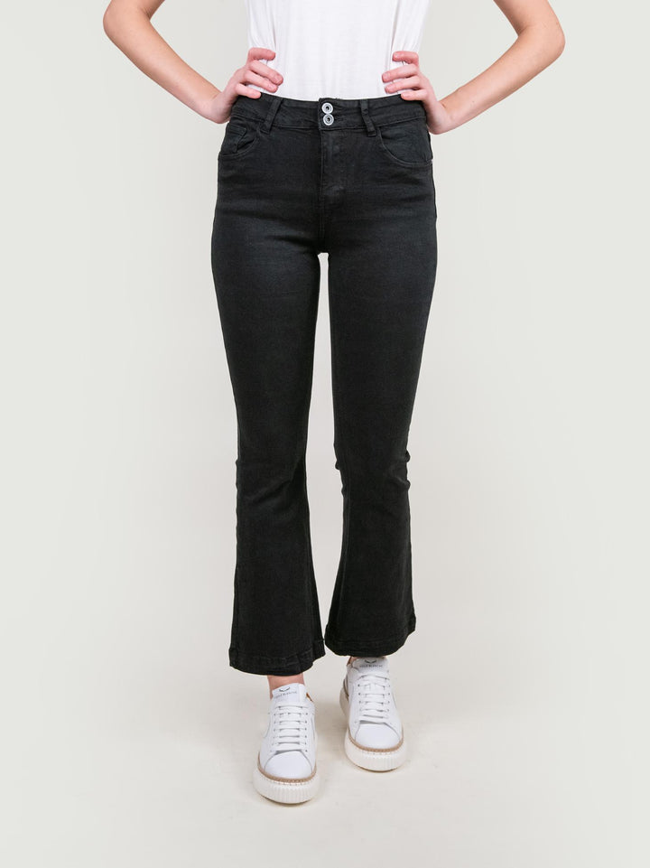 JEANS A ZAMPA ELASTICIZZATO IN DENIM NERO 6995/59 NERO ANDREA MORANDO 