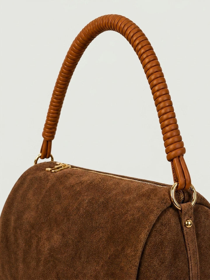 Borsa a spalla Cube in pelle scamosciata marrone CUBE MARRONE BIMOR 