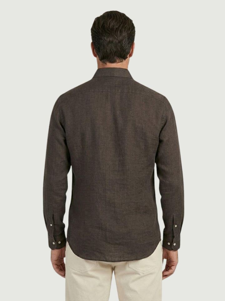 Camicia in lino marrone scuro BU26S18CALINENPD 706 ANDREA MORANDO 