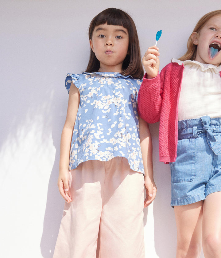 BLUSA IN POPELINE STAMPATO BAMBINA A0AFQ 01 PETIT BATEAU 