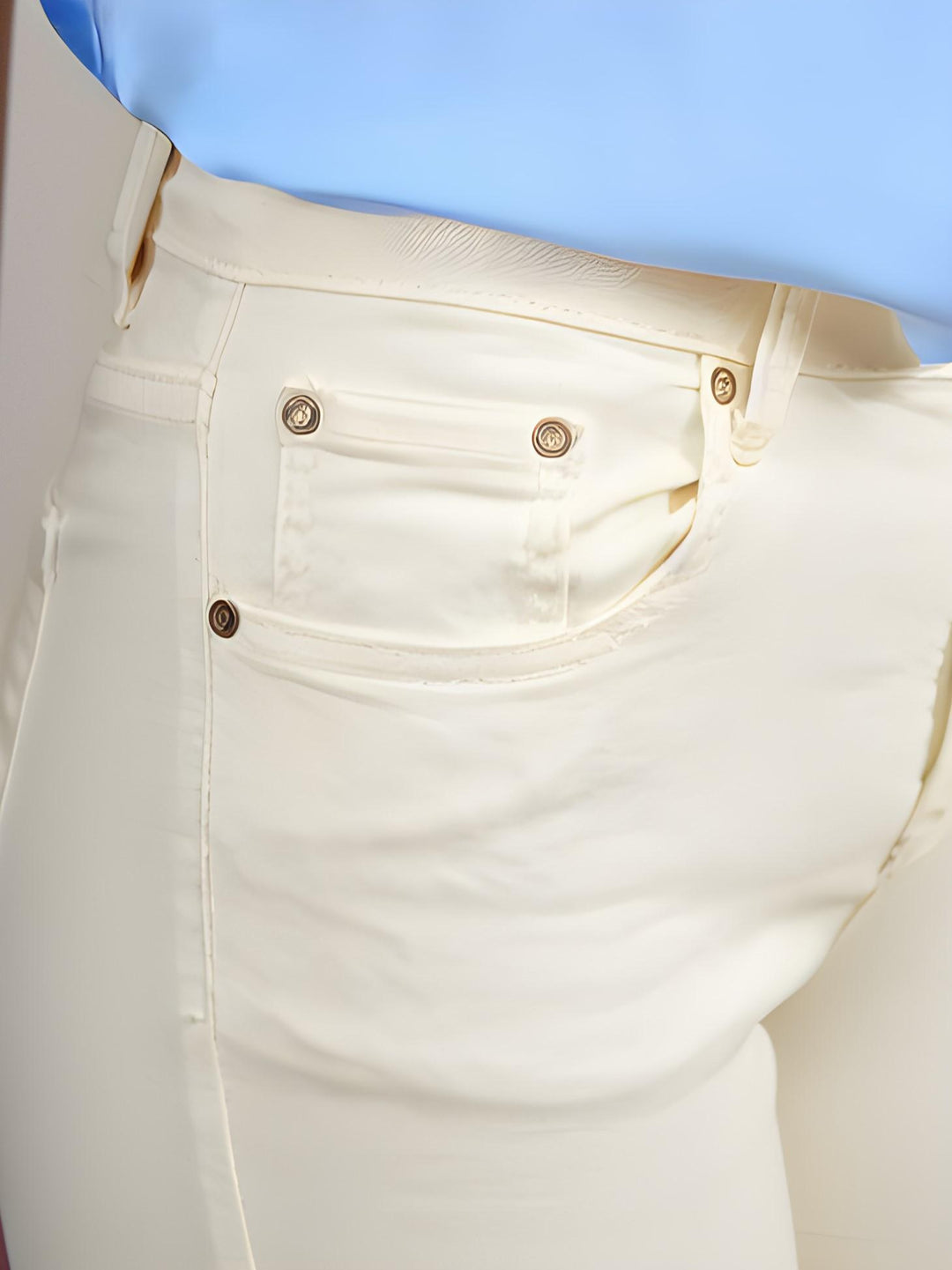 PANTALONE 5 TASCHE SFRANGIATO Bianco 6826/26 BURRO ANDREA MORANDO 