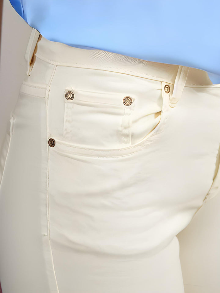 PANTALONE 5 TASCHE SFRANGIATO Bianco 6826/26 BURRO ANDREA MORANDO 