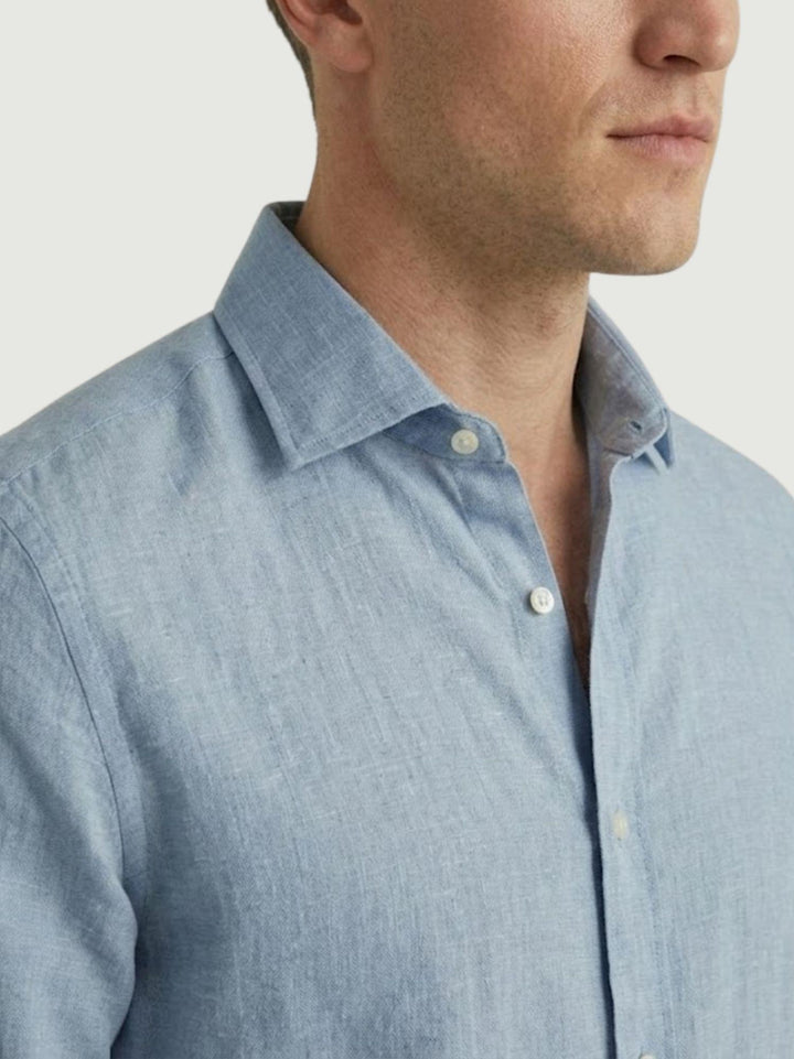 camicia in lino celeste 30 09 ANDREA MORANDO 