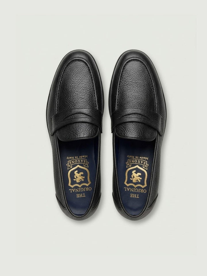 Mocassino penny in pelle martellata nera 2023 80 SAXONE 