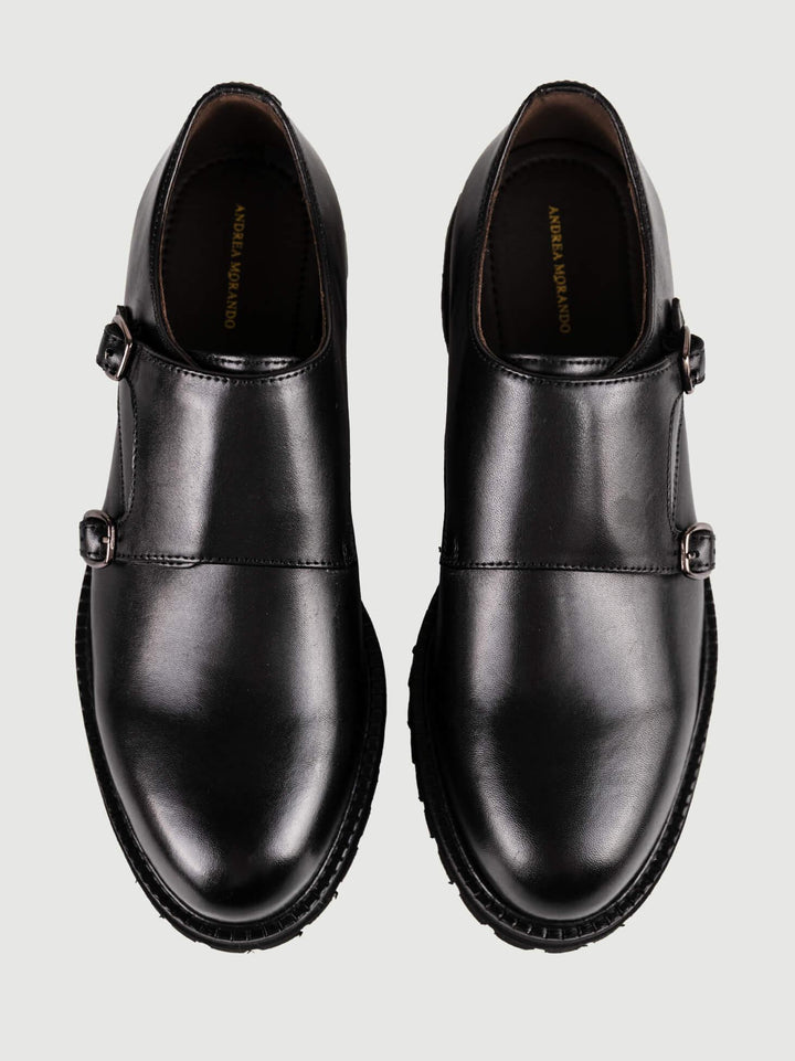 ALLACCIATA DOPPIA FIBBIA IN PELLE NERA 35028 NERO BRAIN 