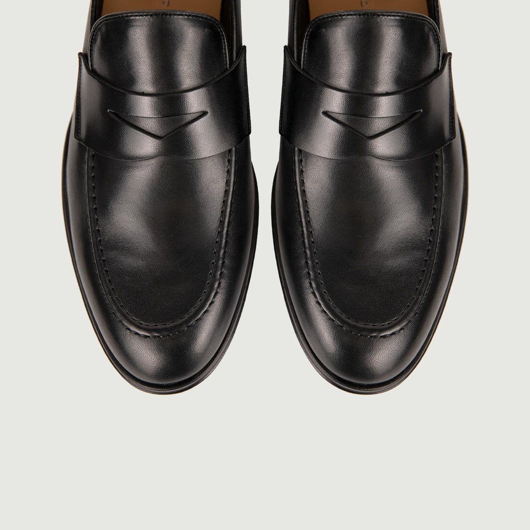 MOCASSINO IN PELLE CON PENNY 6487 NERO ANDREA MORANDO 