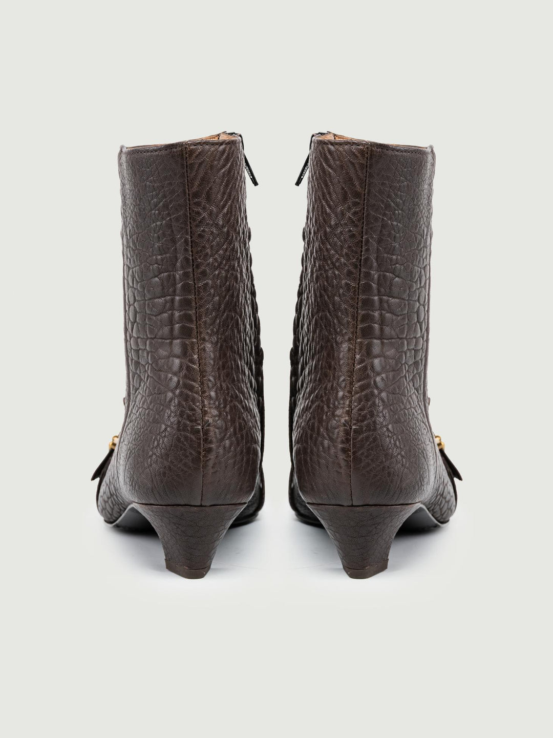 STIVALETTO IN PELLE MARTELLATA CON FRANGE TESTA MORO P452-NAPPA T MORO ANDREA MORANDO 