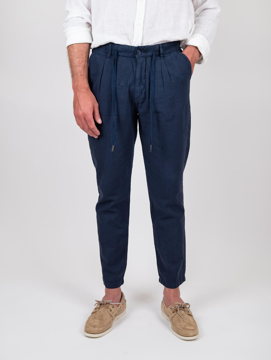 Pantalone in lino blu navy BU26S38PAPA843PD 201 ANDREA MORANDO 