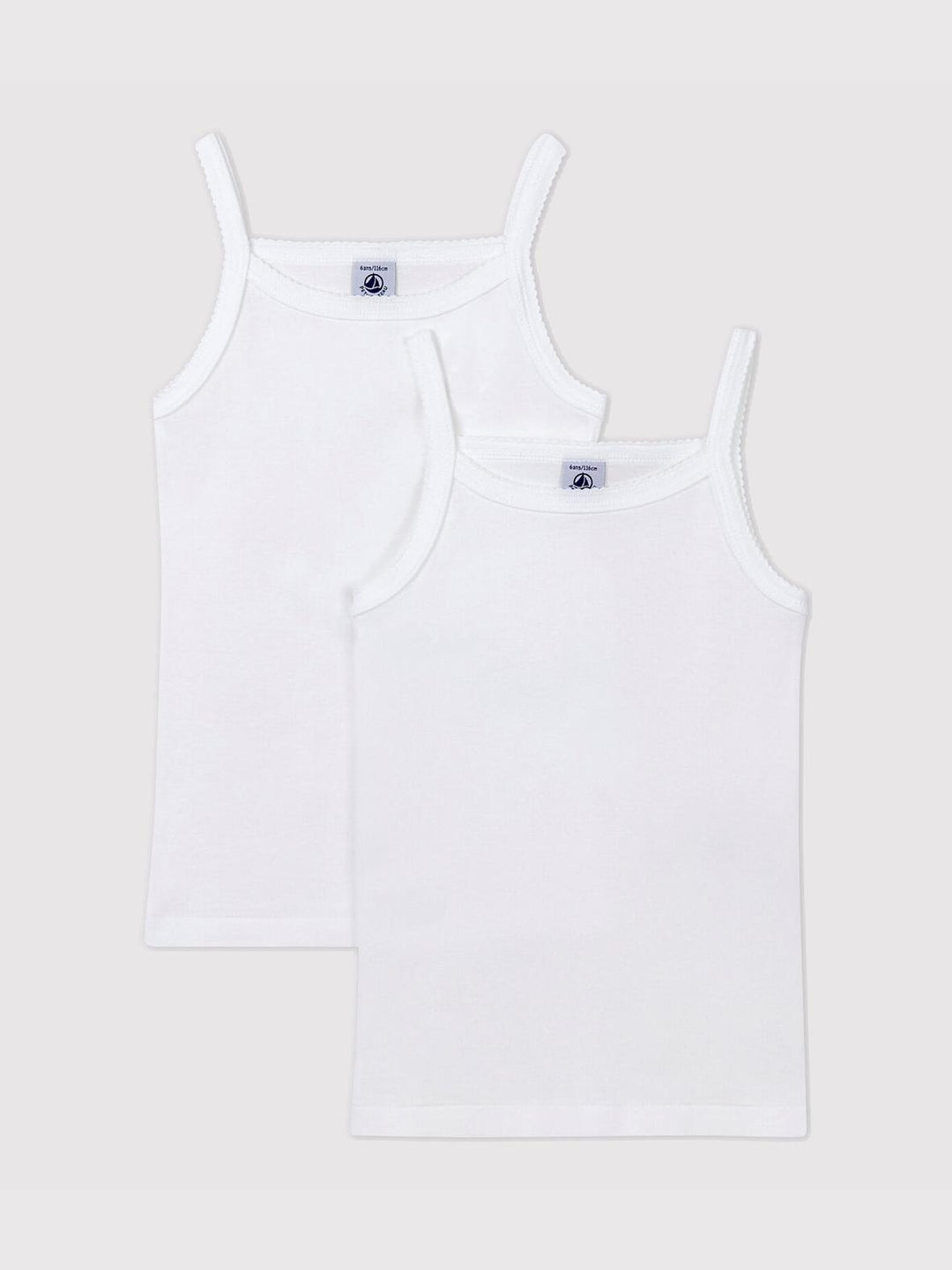 Confezione Da 2 Canottiere Con Spalline Bianche Bambina A01F9 00 PETIT BATEAU 