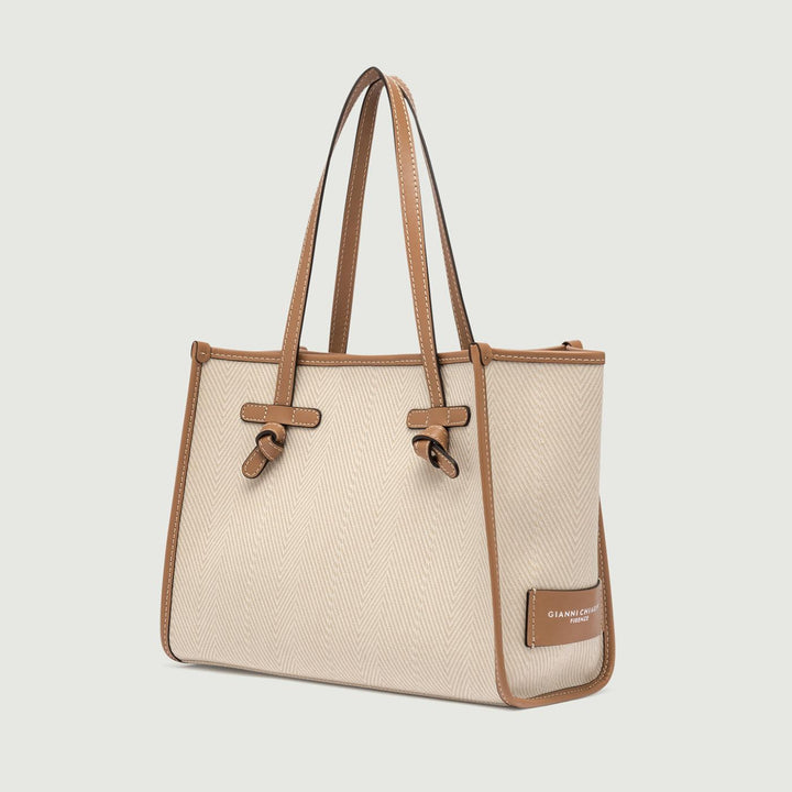 BORSA SHOPPING MARCELLA IN TESSUTO SPIGATO BEIGE BS 6849/24PE WNDCHEV 13 GIANNI CHIARINI 