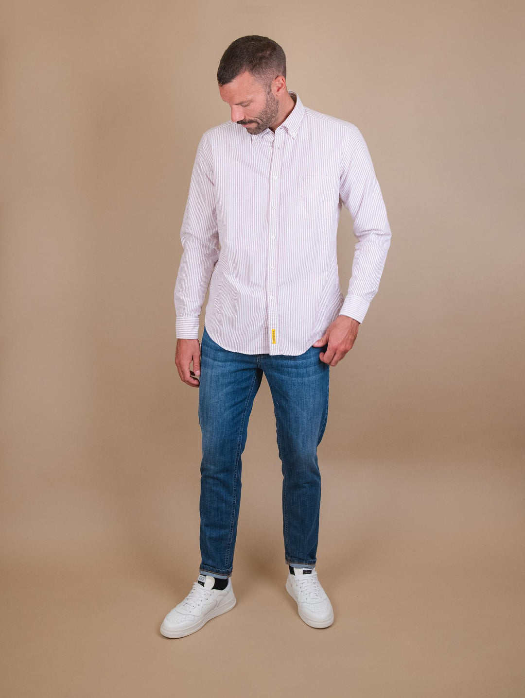 CAMICIA BUTTON DOWN A RIGHE BIANCO E ROSSO BRADFORD/BC007 04 BAGGIES 