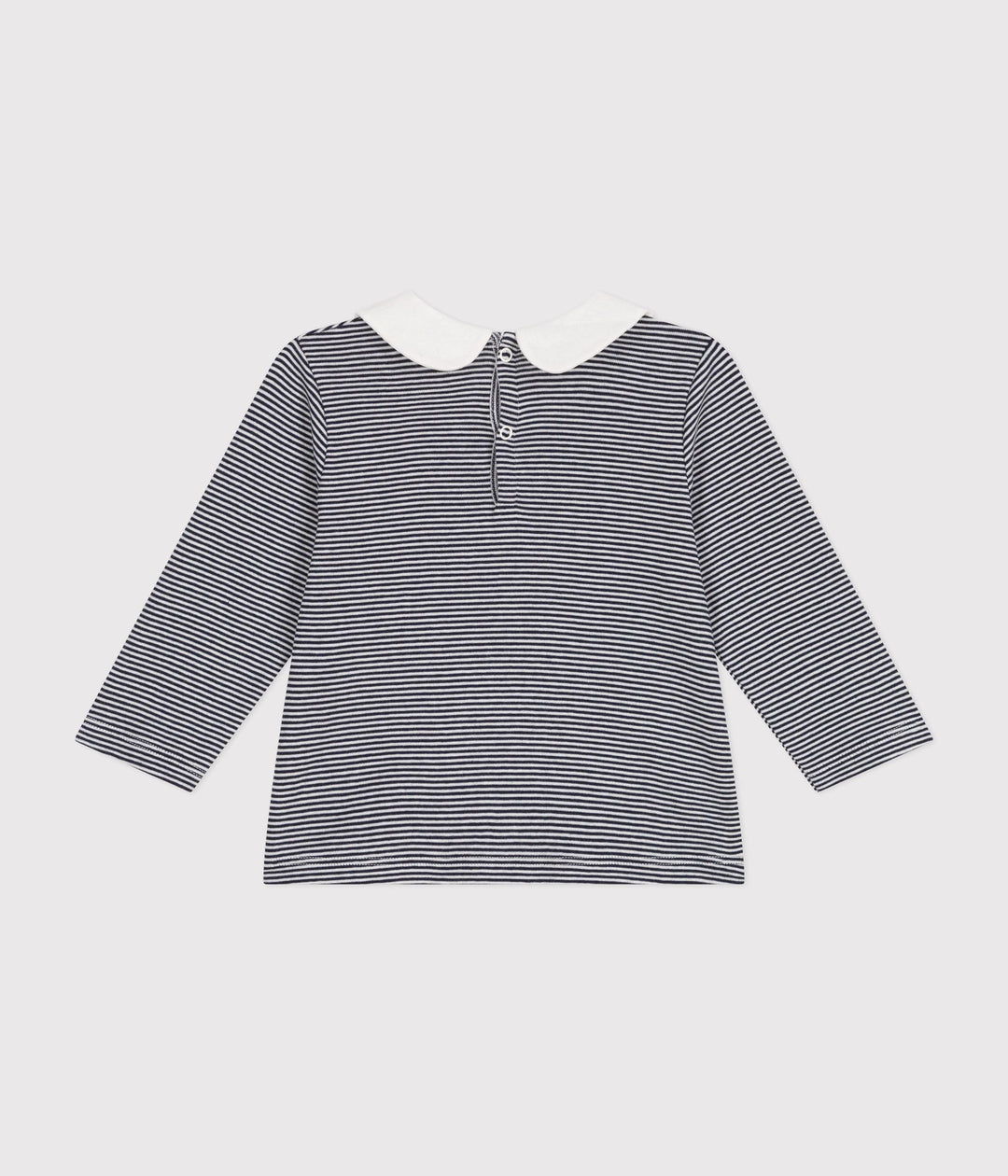Blusa a righe blu e bianco in cotone con colletto A0BOT 01 PETIT BATEAU 
