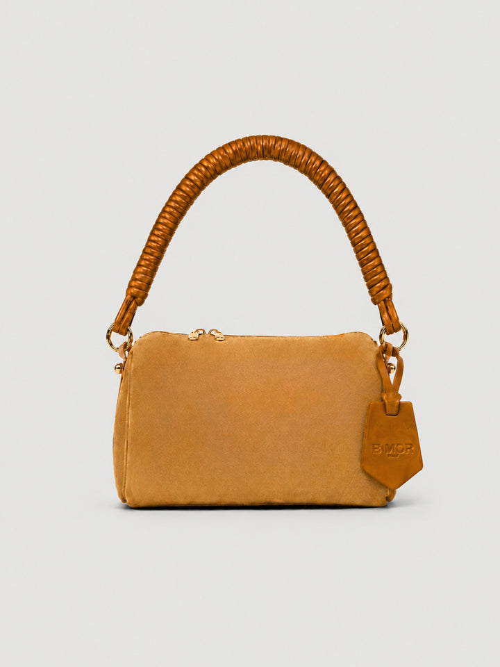 Borsa a spalla Mini Cube in pelle scamosciata cuoio MINI CUBE CUOIO BIMOR 