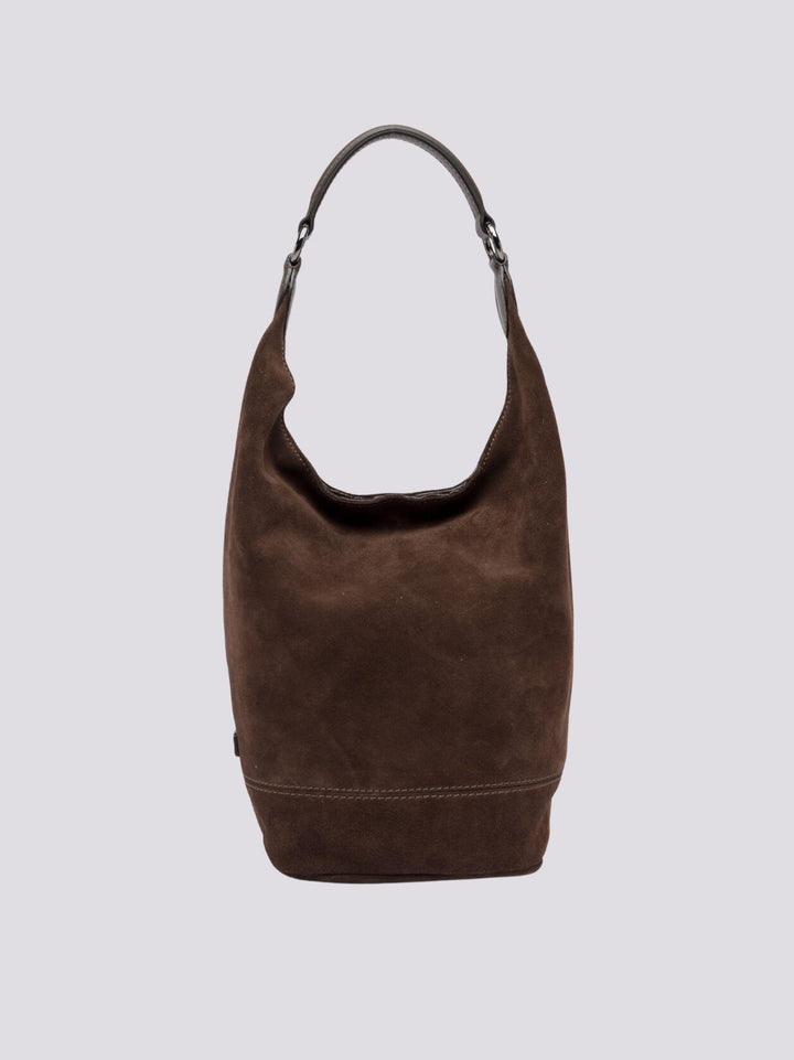 Borsa Phoebe secchiello  in camoscio cioccolato BS 10125 CM-PL 166 GIANNI CHIARINI 