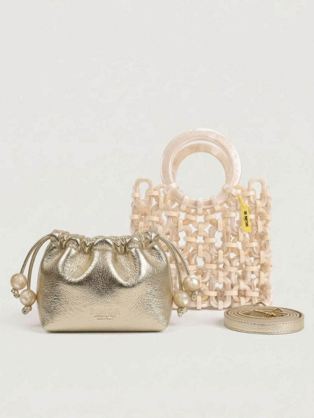 Borsa a mano Doll in resina silky pearl DOLL+BB BIANCO PERLA+ORO BIMOR 