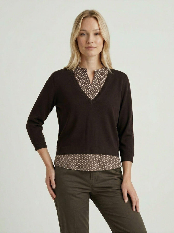 Maglia camicia moro con stampa geometrica 262311557 MORO ANDREA MORANDO 