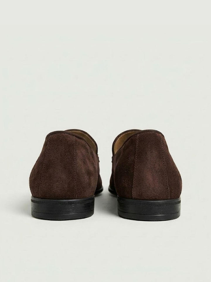 Mocassino Tassel Loafer in pelle scamosciata cioccolato 1128 CACAO ANDREA MORANDO 