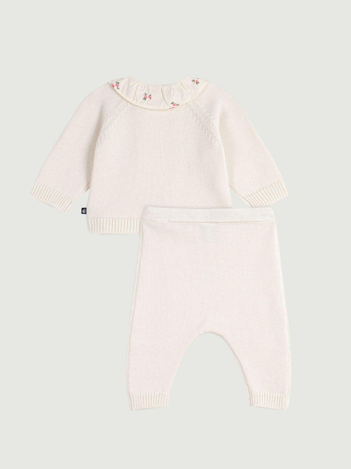 Completo in misto lana bianco traforato A0F14 01 PETIT BATEAU 