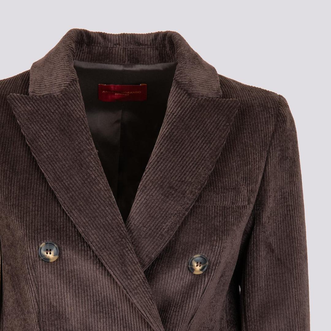 BLAZER DOPPIOPETTO IN VELLUTO A COSTINE CAFFè 3570/4038 CAFFE ANDREA MORANDO 