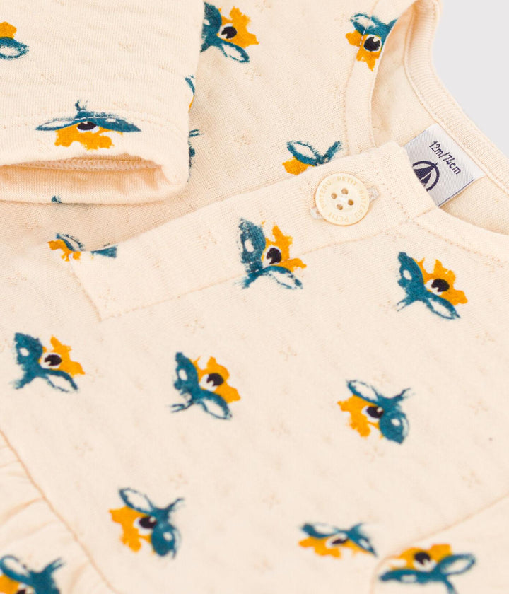 ABITO A MANICHE LUNGHE IN TUBIQUE TRAPUNTATO CON STAMPA A08C0 01 PETIT BATEAU 