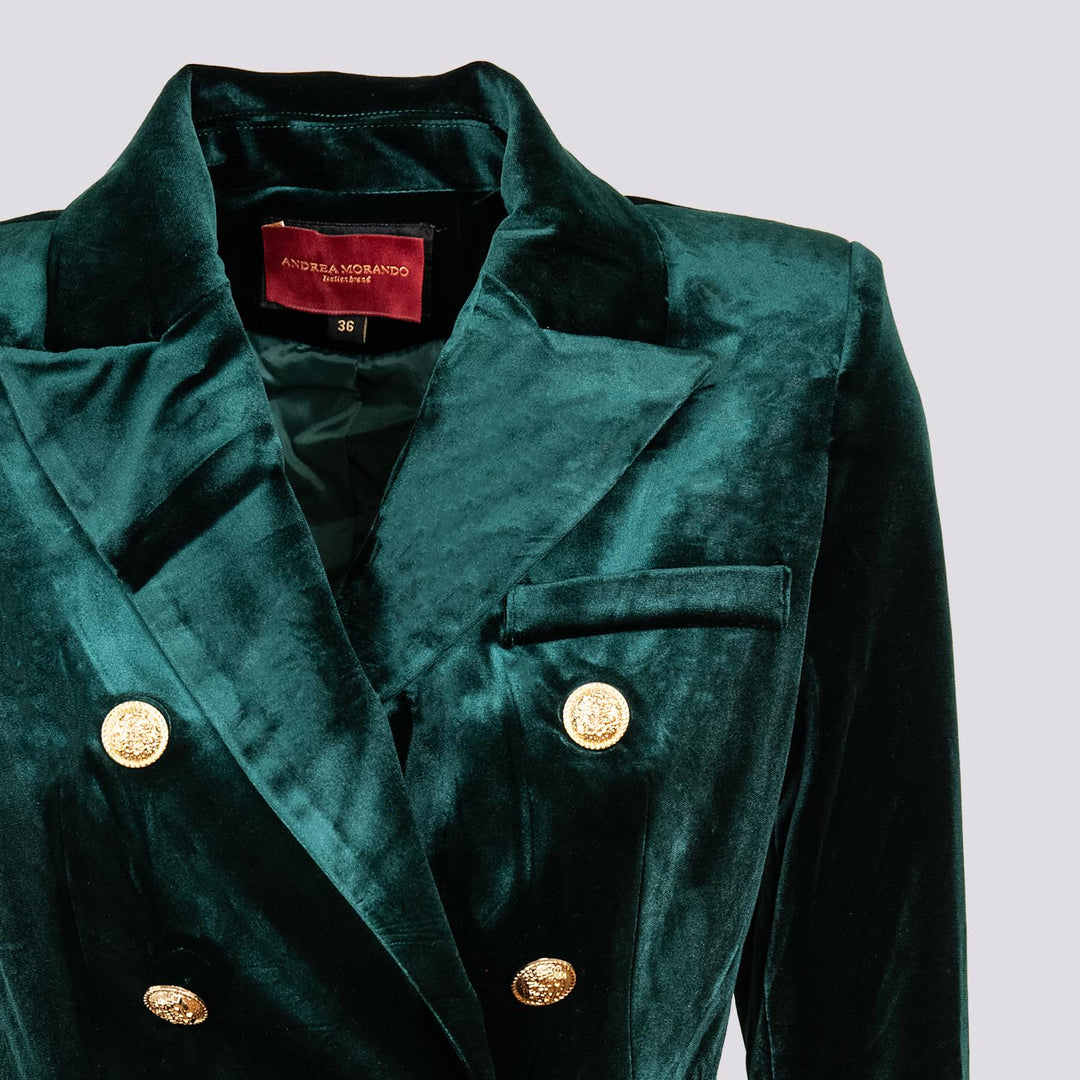 Blazer doppiopetto in velluto verde V2021 VERDE ANDREA MORANDO 