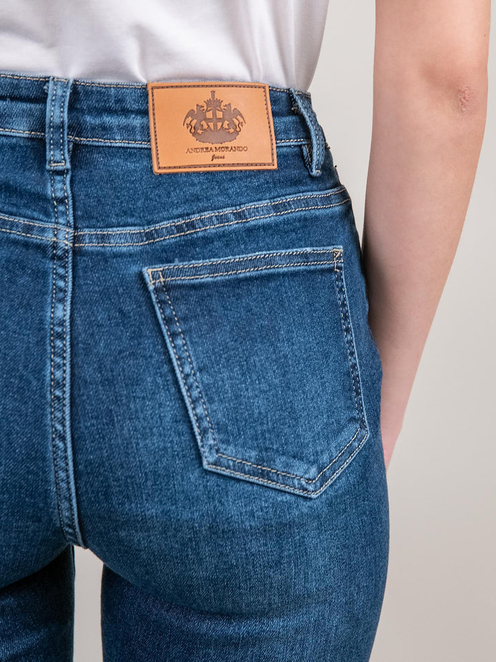 JEANS A ZAMPA ELASTICIZZATO CON MAXI SPACCO FRONTALE 9126 DENIM ANDREA MORANDO 