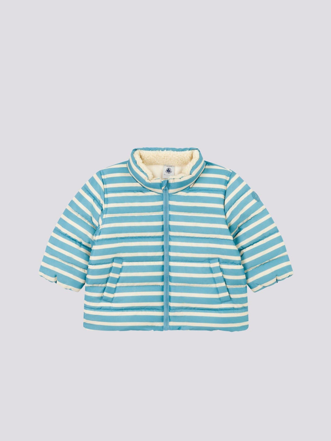 PIUMINO A RIGHE CON CAPPUCCIO RIPIEGABILE A08AV 05 PETIT BATEAU 