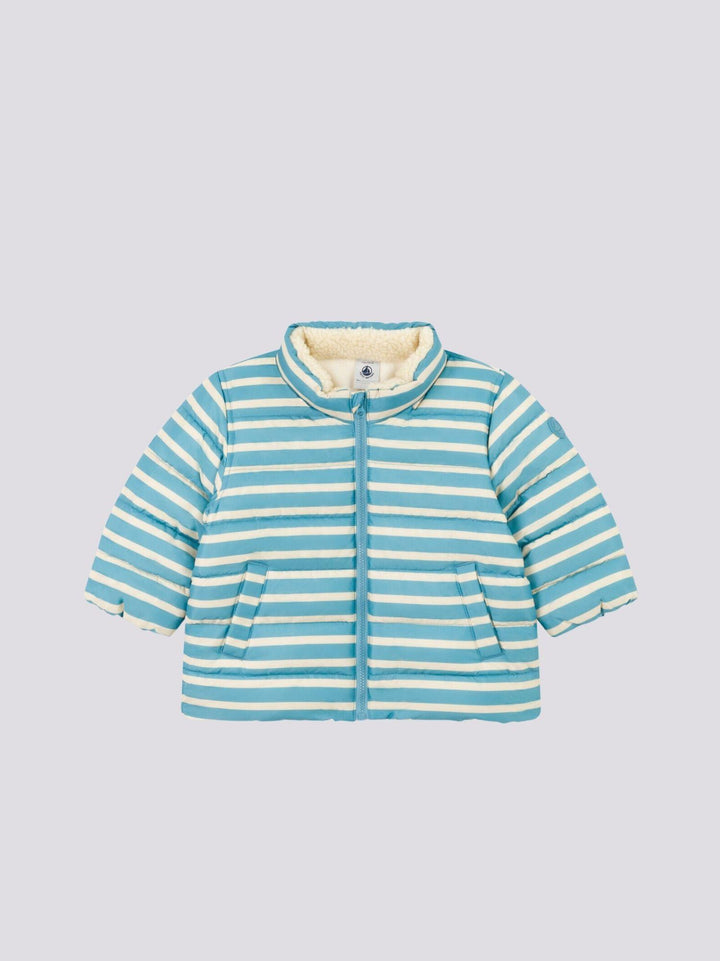 PIUMINO A RIGHE CON CAPPUCCIO RIPIEGABILE A08AV 05 PETIT BATEAU 