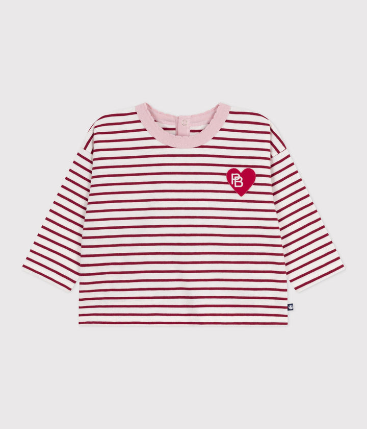 T-shirt a maniche lunghe in cotone a righe neonato A0E9C 01 PETIT BATEAU 