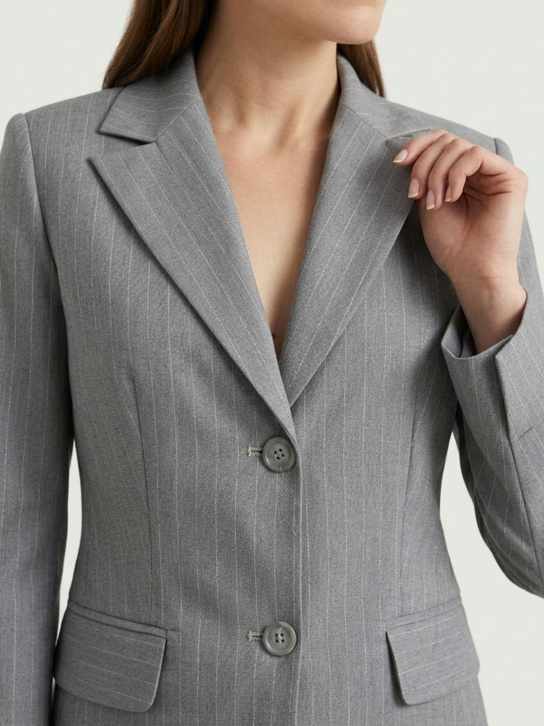Blazer gessato con linea sagomata grigio perla 3914 PERLA ANDREA MORANDO 
