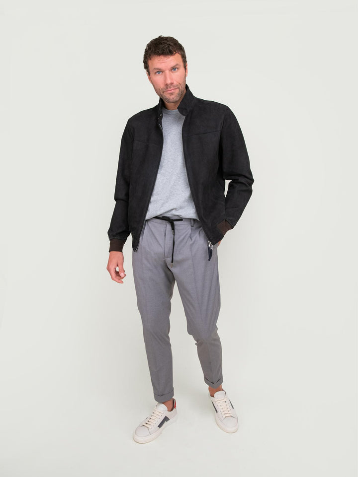 GIACCA IN PELLE BLU CON DETTAGLIO TRAFoRATO MEMPHIS PERFO 09 JACK LEATHER 