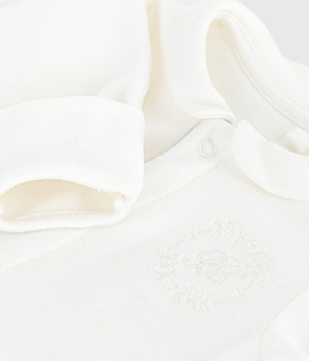 Pigiama con colletto in ciniglia tinta unita neonato A0DR2 01 PETIT BATEAU 