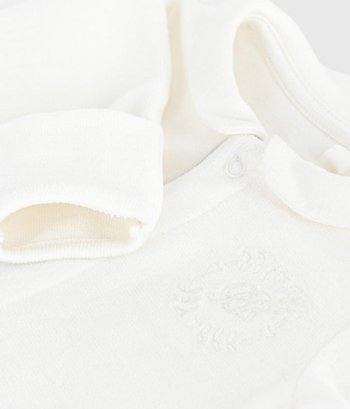Pigiama con colletto in ciniglia tinta unita neonato A0DR2 01 PETIT BATEAU 