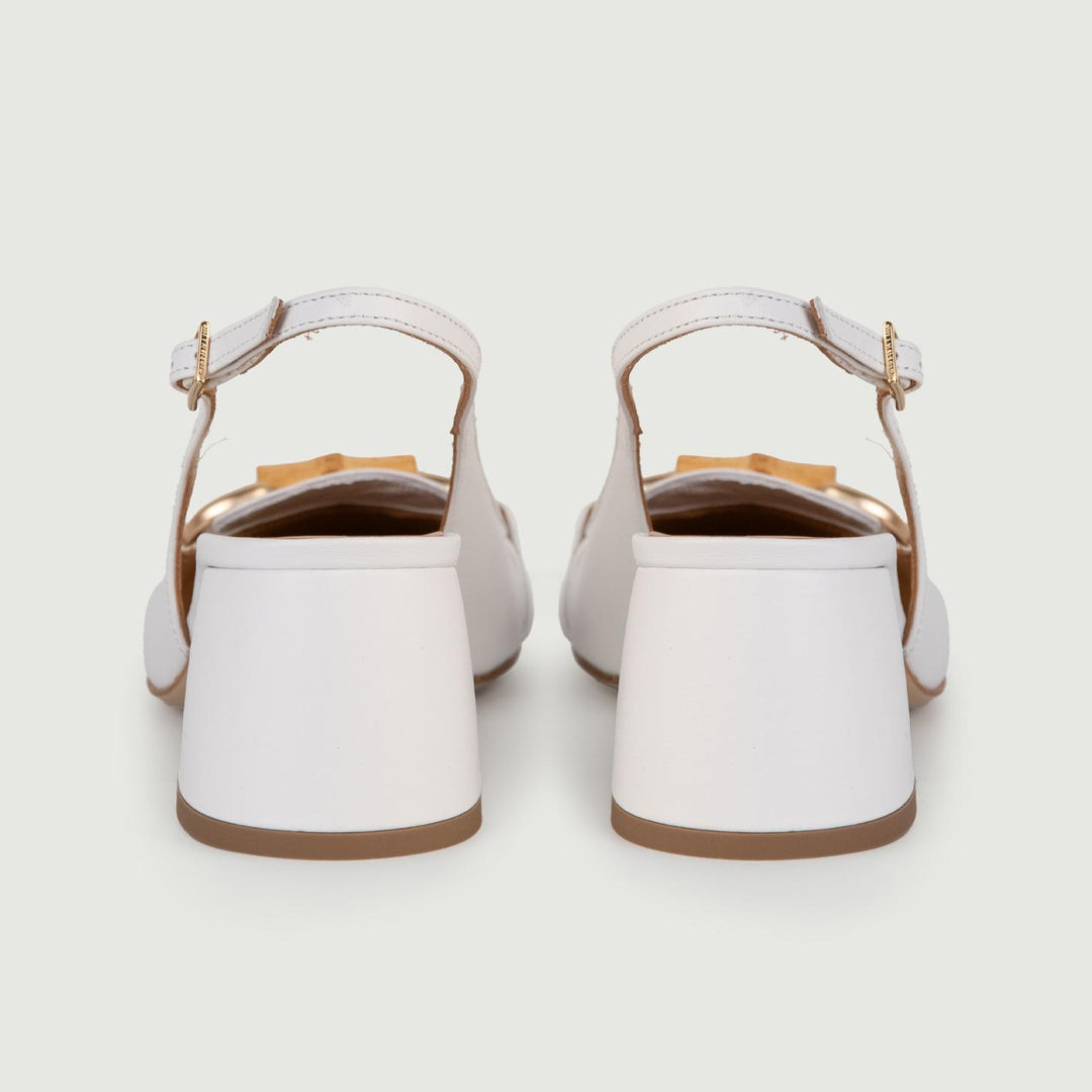 Décolleté SLING BACK BIANCA CON TACCO QUADRATO L6002 BIANCO ANDREA MORANDO 