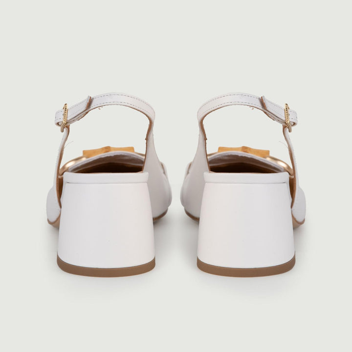 Décolleté SLING BACK BIANCA CON TACCO QUADRATO L6002 BIANCO ANDREA MORANDO 