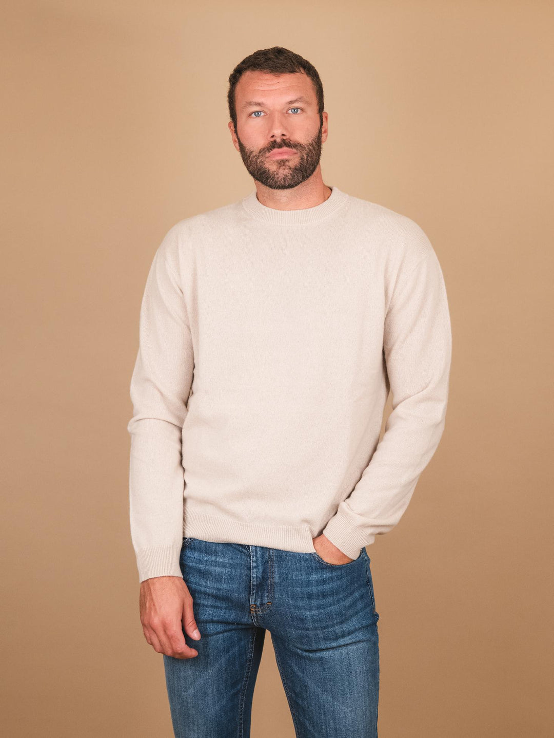 MAGLIA GIROCOLLO IN CASHMERE ECO-FRIENDLY beige"TRADER" TRADER BEIGE ABSOLUT CASHMERE 