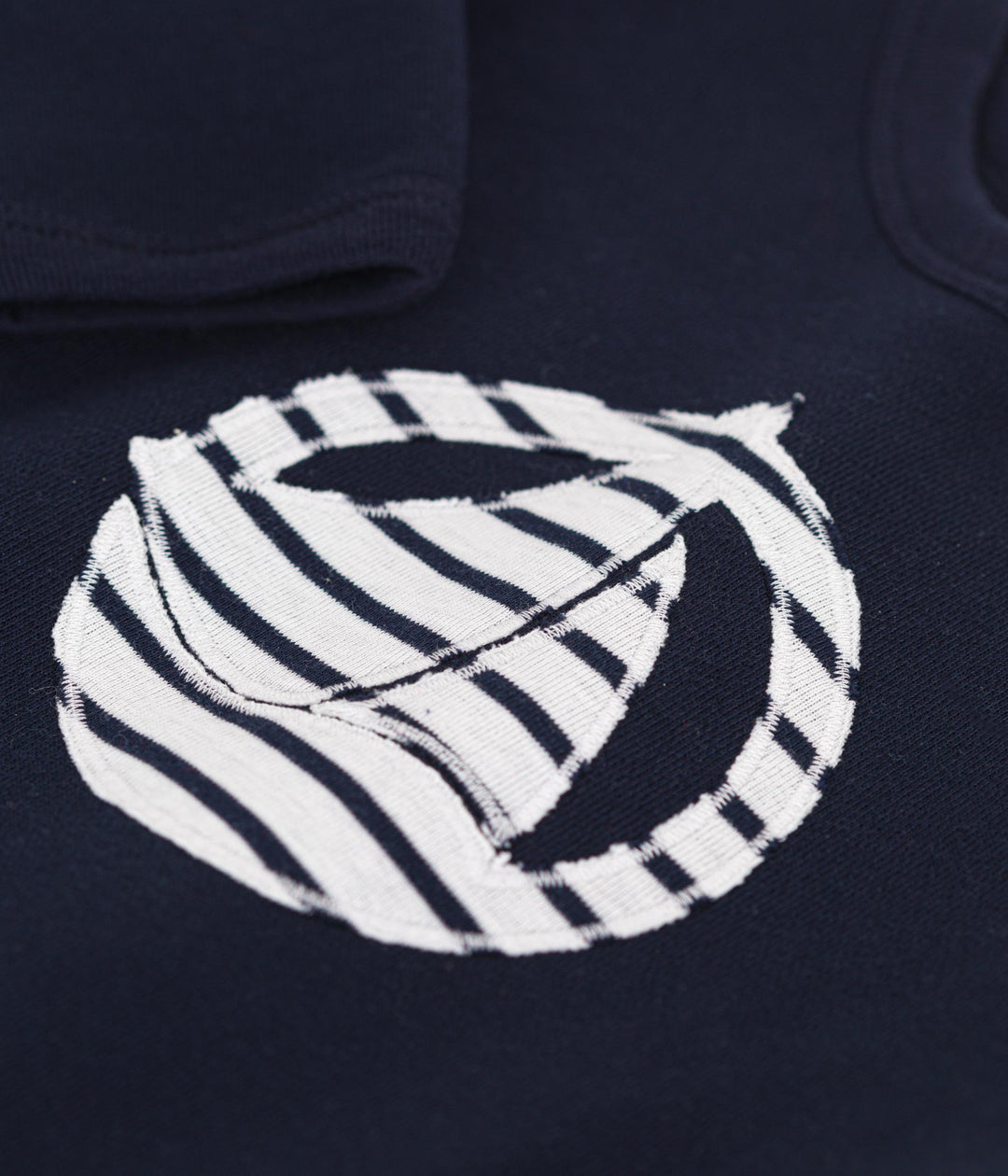 Maglia blu con logo in tessuto felpato A0BMM 01 PETIT BATEAU 
