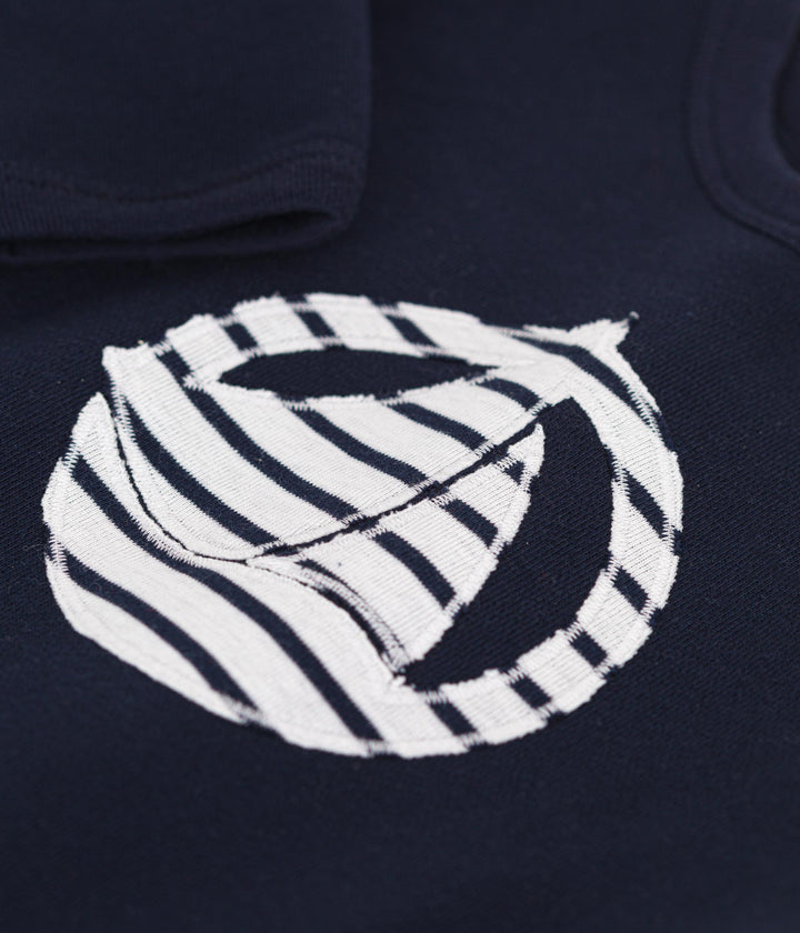 Maglia blu con logo in tessuto felpato A0BMM 01 PETIT BATEAU 