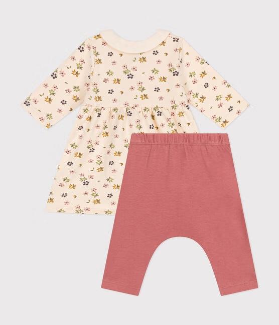 Abito bianco con stampa e leggings rosa in cotone A0BBX 01 PETIT BATEAU 