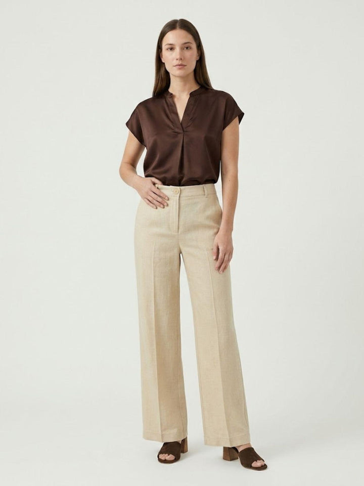 Pantaloni a palazzo con pences beige P3037 MANDORLA ANDREA MORANDO 