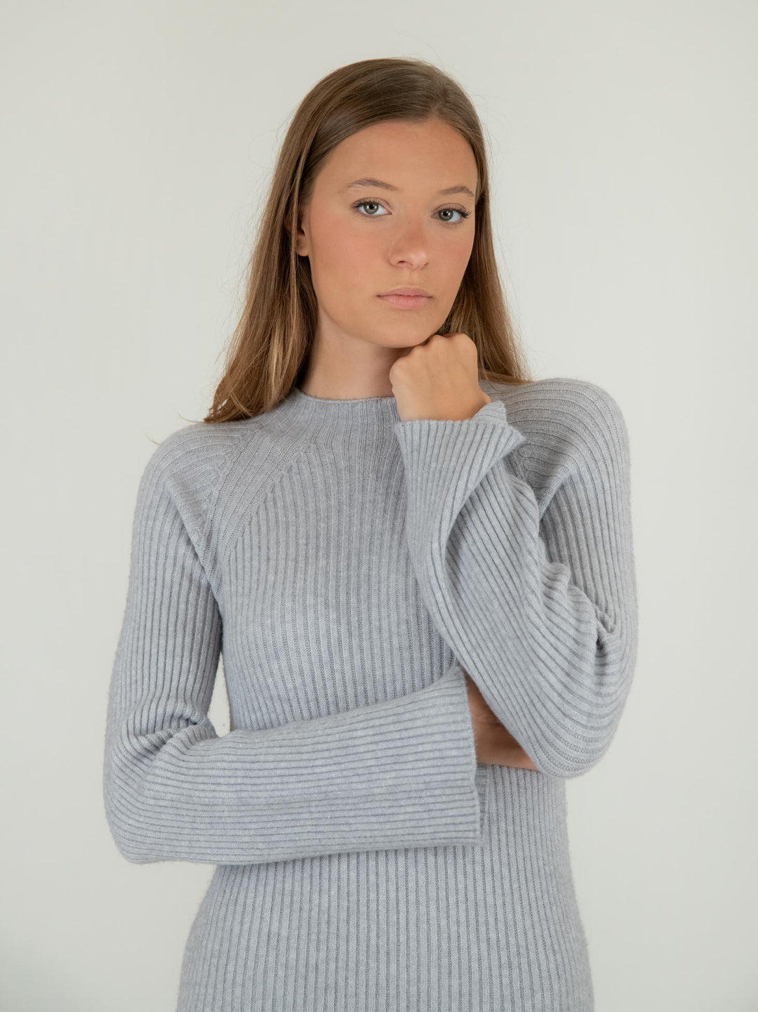 ABITO MIDI IN MAGLIA GRIGIO PERLA 0370/222 0020 BIMOR 