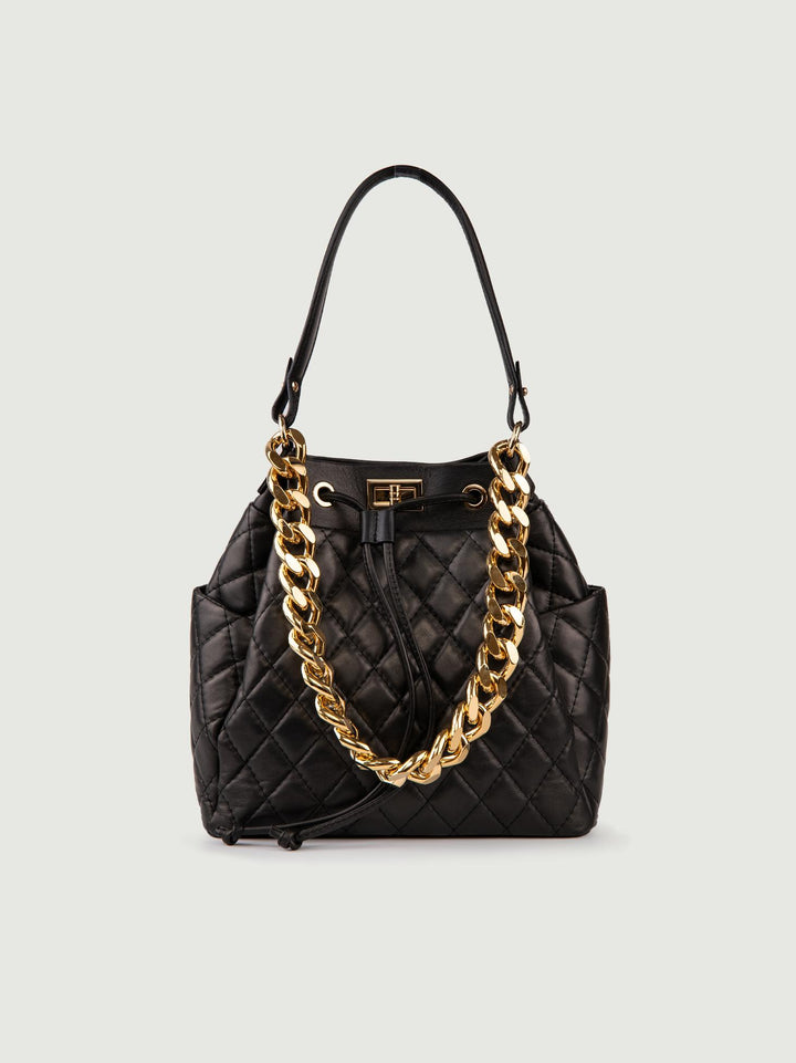 SECCHIELLO IN PELLE TRAPUNTATA BUCKET BUCKET NERO BIMOR 