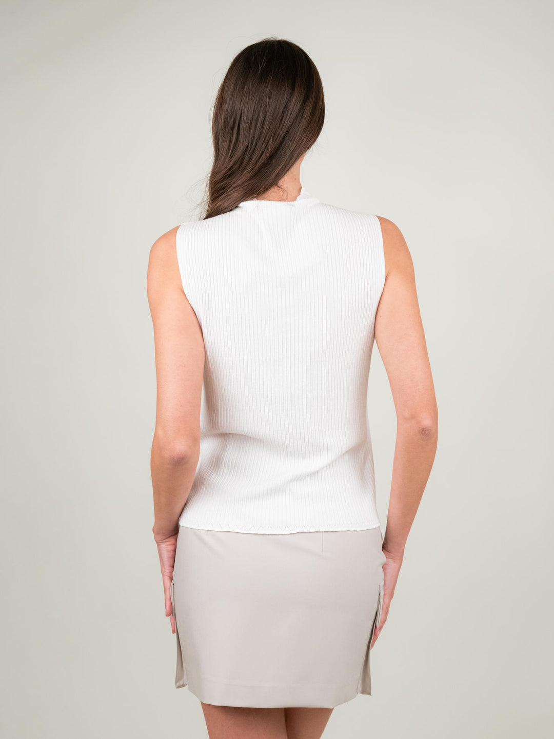 TOP SMANICATO CON COLLO LUPETTO BIANCO 1616 BIANCO ANDREA MORANDO 